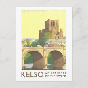 Vintage Kelso Scotland Travel Poster Postcard