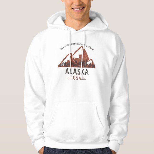 Vintage Kenai Fjords National Park Alaska Hoodie (Front)