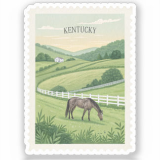 Vintage Kentucky Horse Farm Bluegrass Stamp