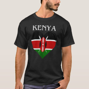 Vintage Kenya Flag Heart For Kenyan T-Shirt
