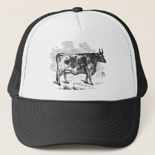 Vintage Kerry Cow Personalised Bull Illustration Trucker Hat