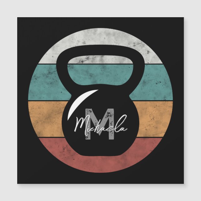 Vintage kettlebell custom monogram name initial (Front)