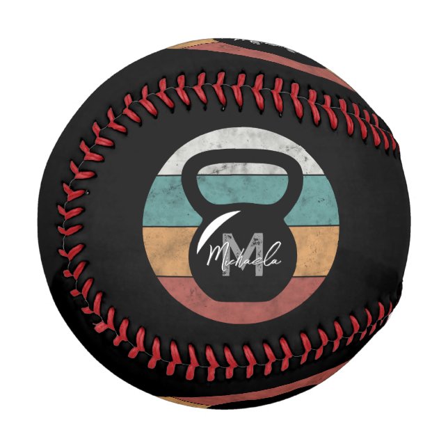 Vintage kettlebell custom monogram name initial baseball (Front Left)