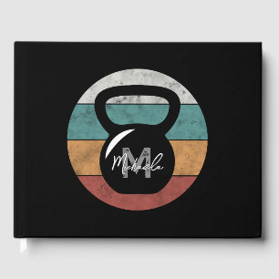 Vintage kettlebell custom monogram name initial guest book