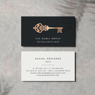 Vintage Key   Copper   Real Estate Business Card