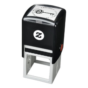 Vintage Key Illustration Return Label Self-inking Stamp