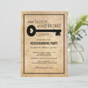 Vintage Key New Home Housewarming Invitation