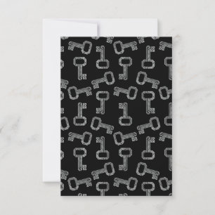 Vintage Key Print Pattern Antique Keys Black Card