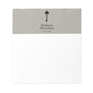 Vintage Key Realtor Real Estate Interior Designer Notepad