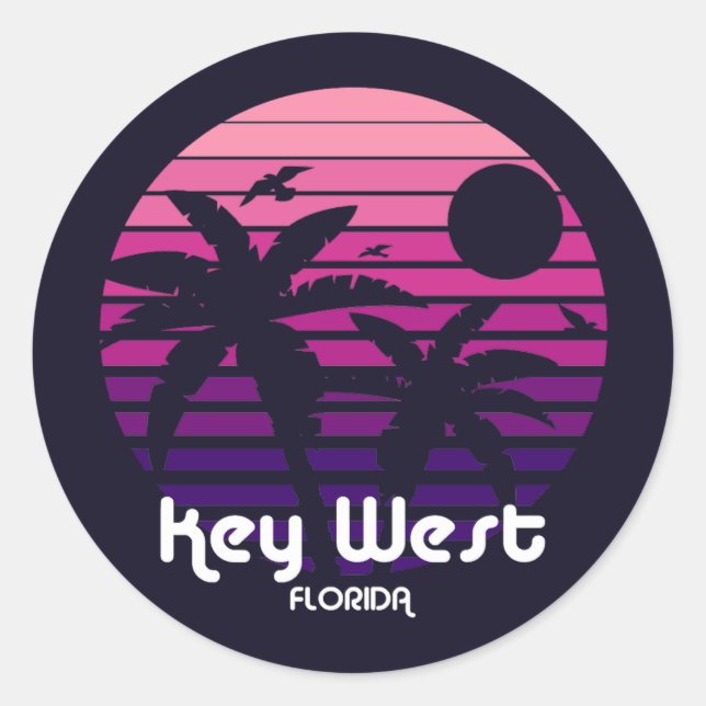 Vintage Key West Florida Classic Round Sticker (Front)
