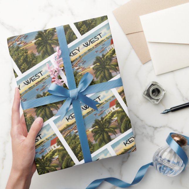 Vintage Key West Florida Scene Wrapping Paper (Gifting)