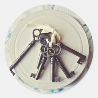 vintage keys classic round sticker