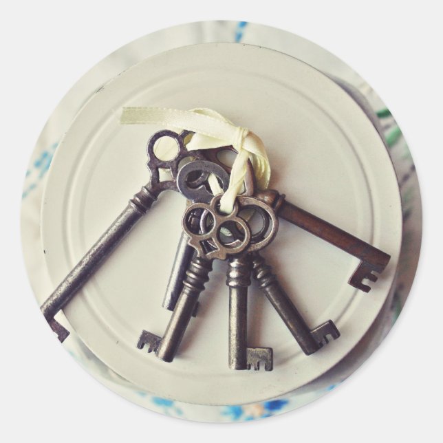 vintage keys classic round sticker (Front)