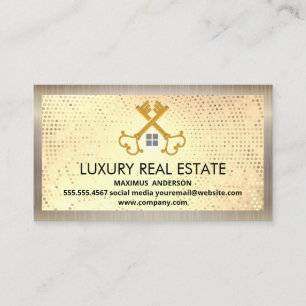 Vintage Keys Home Logo Metallic Sequin Business Card