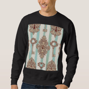 Vintage keys, locks: freehand pattern. sweatshirt