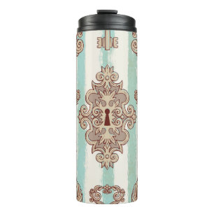 Vintage keys, locks: freehand pattern. thermal tumbler