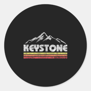 Vintage Keystone Colorado Retro Mountain Bike Skii Classic Round Sticker