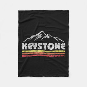 Vintage Keystone Colorado Retro Mountain Bike Skii Fleece Blanket