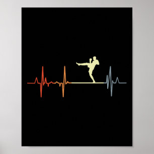Vintage Kickboxing Heartbeat Kickboxer Heart Rate  Poster