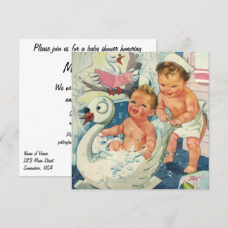 Vintage Kids in Bubble Bath Baby Shower Invitation