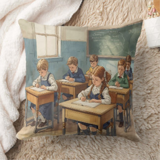 Vintage Kids in School Cushion