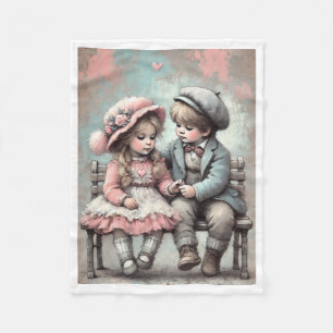 Vintage Kids on Bench Blanket