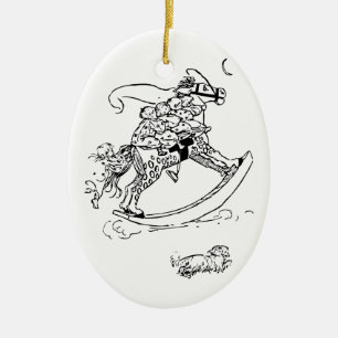 Vintage Kids on rocking horse Chrristmas Ornament