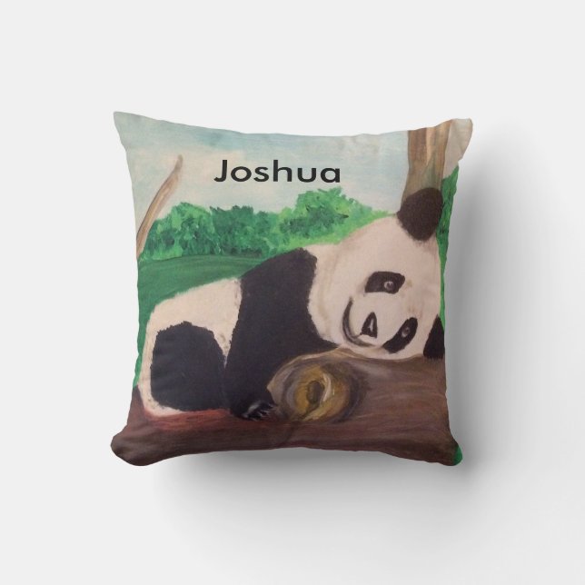 Vintage Kids Panda Bear Throw Pillow (Front)