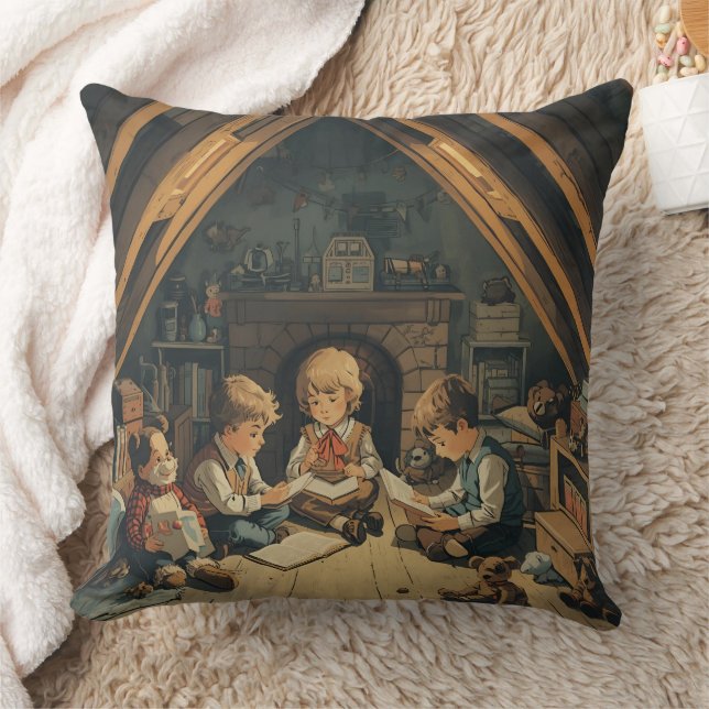 Vintage Kids Studying Cushion (Blanket)
