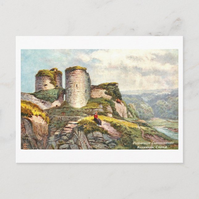 Vintage Kilgerran Castle in Wales Postcard (Front)
