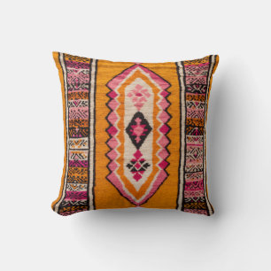 Vintage Kilim Cushion: Handmade Yellow Pillows