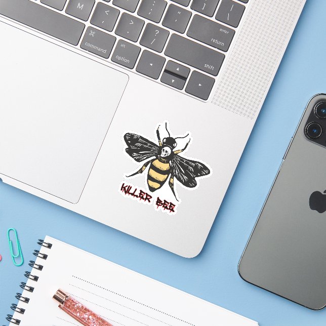 Vintage killer bee drawing (Laptop w/ iPhone)