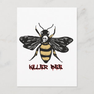 Vintage killer bee drawing 24 x 24 postcard