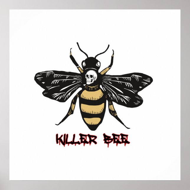 Vintage killer bee drawing poster (Front)