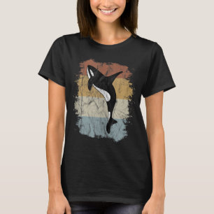 Vintage Killer Whale Art 80s Retro Orca Whale Silh T-Shirt