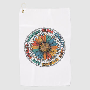 Vintage Kindness Peace Equality Flower Shirt_1 Golf Towel