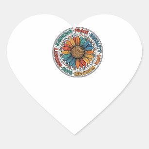 Vintage Kindness Peace Equality Flower Shirt_1 Heart Sticker