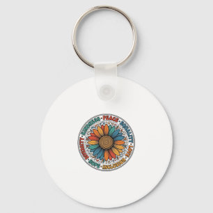 Vintage Kindness Peace Equality Flower Shirt_1 Key Ring