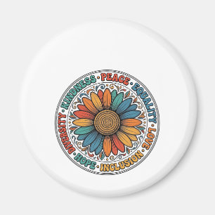 Vintage Kindness Peace Equality Flower Shirt_1 Magnet