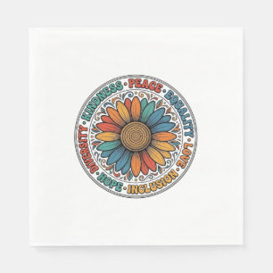 Vintage Kindness Peace Equality Flower Shirt_1 Napkin