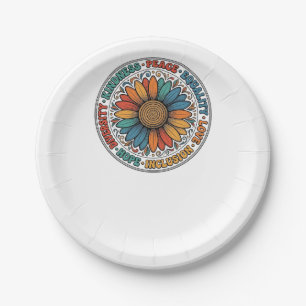 Vintage Kindness Peace Equality Flower Shirt_1 Paper Plate
