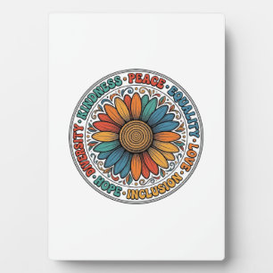 Vintage Kindness Peace Equality Flower Shirt_1 Plaque