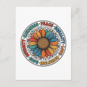 Vintage Kindness Peace Equality Flower Shirt_1 Postcard
