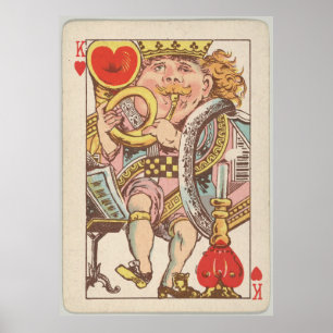 Vintage King of Hearts Playing Card (1889) Poster