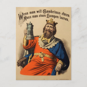 Vintage King on Throne with Stein Beer Postcard