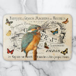 Vintage Kingfisher & Butterflies French Ad Bath Mat<br><div class="desc">This lovely vintage kingfisher bird and butterfly art on French Ad makes an interesting bath mat for her.</div>