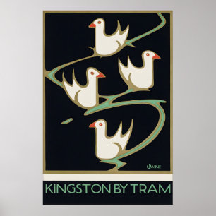 Vintage Kingston London Travel Poster Kingston