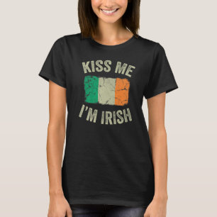 Vintage Kiss Me I'm Irish Roots Ireland Flag T-Shirt
