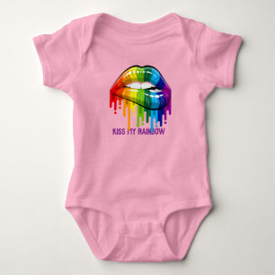 Vintage Kiss My Rainbow Lips Baby Bodysuit