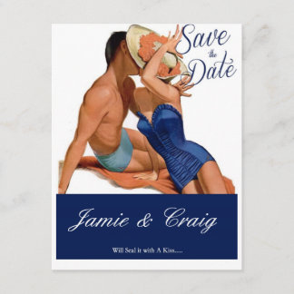 Vintage Kissing 1950's Save the Date Post Card